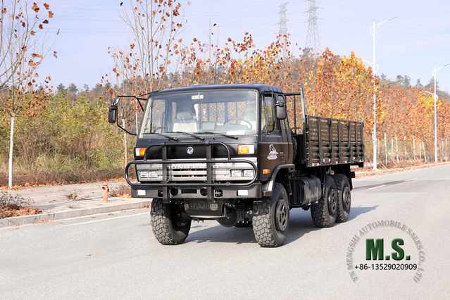 Dongfeng 6*6 Off-road Truck_Black EQ2102 153 Flathead Row a Half Cab Diesel Vehicle_Six Drive Transport Truck Export အထူးယာဉ်