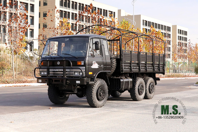 Six Drive Dongfeng လမ်းကြမ်းထရပ်ကား_အနက်ရောင် 6*6 EQ2102 153 Flathead Row a half Cab Pole Diesel Vehicle_Transport Truck Export အထူးရည်ရွယ်ချက်ယာဉ်