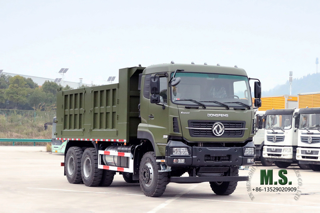  6×4 Dump Truck_375HP Flat Head Row နှင့် Half Cab Heavy Duty Tipper Vehicle_Dongfeng Export Dump Truck ထုတ်လုပ်သူ