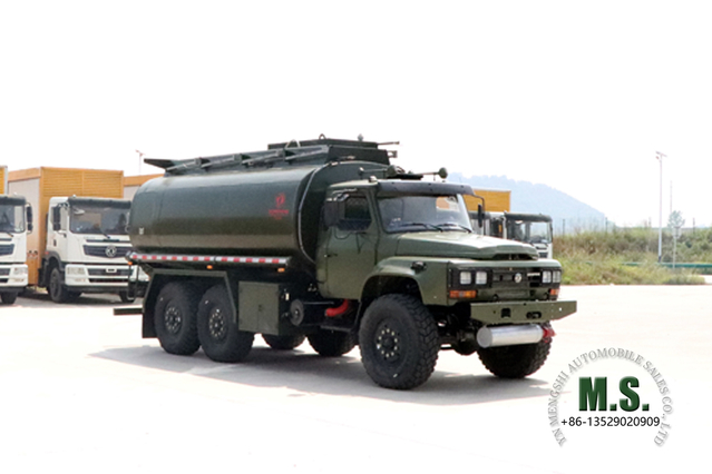 Dongfeng ခြောက်ဘီးယက် EQ2100 Tanker Truck_190HP 6*6 Pointed Head Feul Tanker for Sale_Six Drive Export Special Tanker လော်ရီ