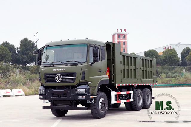  6×4 Dump Truck_375HP Flat Head Row နှင့် Half Cab Heavy Duty Tipper Vehicle_Dongfeng Export Dump Truck ထုတ်လုပ်သူ