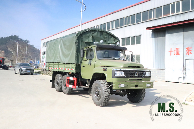 Dongfeng EQ2100 6*6 လမ်းကြမ်းထရပ်ကား_Dongfeng တာပေါ်လင်ကာမိုးထားသော တိုင်ပါရှိသော တစ်တန်း 140 Cab ညွှန်ပြထားသော ယာဉ်_ခြောက်စီး မောင်းနှင်ထရပ် အထူးယာဉ်