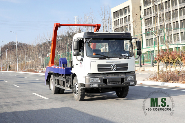 Dongfeng 4*2 Swing Arm Garbage Truck_190hp Flathead အမှိုက်ထရပ် ၁ နှစ်ခွဲ ရောင်းရန်ရှိသည်_Dongfeng အထူးယာဉ် တင်ပို့ရန်