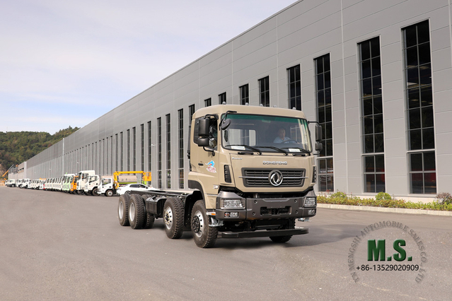Dongfeng 8X4 Flatbed Chassis_Dongfeng 10m Flatbed Chassis _30T အထူးထရပ်ကိုယ်ထည်ကို ထုတ်ယူရန် အထူးကိုယ်ထည်ပြောင်းခြင်း ထုတ်လုပ်သူ