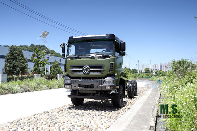 Dongfeng 6x6 Chassis_ ခြောက်ဘီးယက် 340HPCab အကြီးစား လမ်းကြမ်းကုန်တင်ထရပ်ကား ကိုယ်ထည်ကို ပြောင်းလဲခြင်း ထုတ်လုပ်သူ တင်ပို့သည့် အထူးရည်ရွယ်ချက် ယာဉ်ကိုယ်ထည်