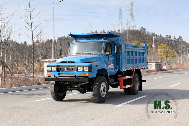 Dongfeng အပြာရောင် 4×4 Dump Truck_ မြင်းကောင်ရေ 170 လေးဘီးယက် Drive Pointed Head Single Row Mining Trucks Tipper Truck ရောင်းရန်ရှိသည်_ Export အထူးယာဉ်