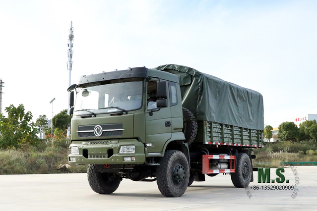 Dongfeng Four Drive Dump Truck_210HP 4*4 Flathead အတန်းတစ်ဝက် Tipper Truck_Mining Transportation Vehicle Export Special Truck