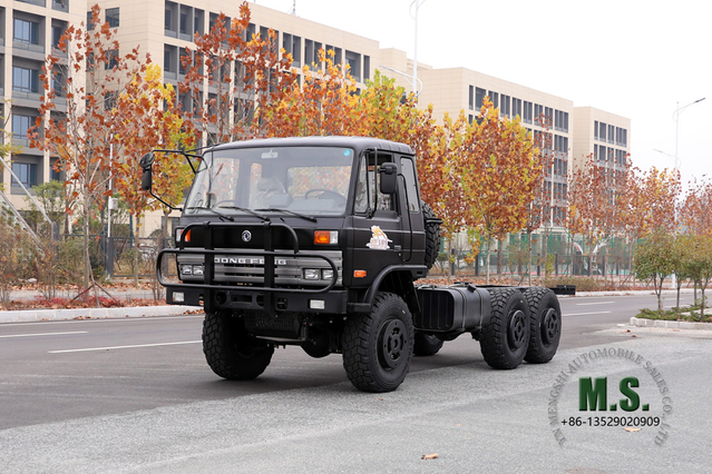 အနက်ရောင် 6×6 Dongfeng EQ2102 Chassis_ ခြောက်စီး ဒရိုက်ဘာ 153 တစ်တန်းနှင့်တစ်ခြမ်း တက္ကစီတစ်စီး လမ်းပိတ်ကားကိုယ်ထည်_ထုတ်ရန် အထူးထရပ်ကားကိုယ်ထည်