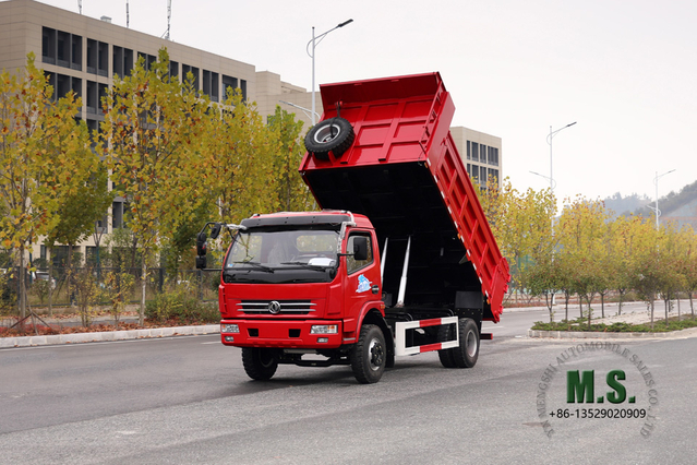 အနီရောင် Dongfeng 4×2 Dump Truck_Light Duty Single Row Tipper Truck _Mining Haulage Truck_ Export အထူးယာဉ် ထုတ်လုပ်သူ