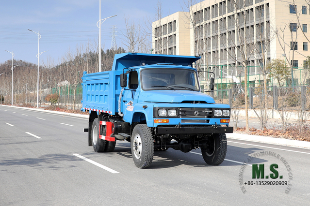 Dongfeng အပြာရောင် 4×4 Dump Truck_ မြင်းကောင်ရေ 170 လေးဘီးယက် Drive Pointed Head Single Row Mining Trucks Tipper Truck ရောင်းရန်ရှိသည်_ Export အထူးယာဉ်