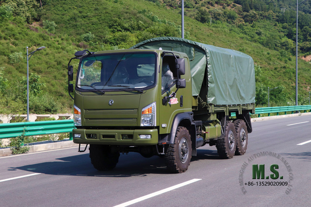 Dongfeng EQ2082 Flathead Army Green with Tarpaulin_Dongfeng 6*6 လမ်းကြမ်း သယ်ယူပို့ဆောင်ရေး ထရပ်ကား တင်ပို့ခြင်း