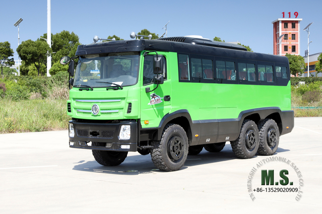 210Hp 27 ထိုင်ခုံ 6x6 လမ်းကြမ်း သွားလာရေး ဘတ်စ်ကား_Cummins အင်ဂျင် 6WD 10.5Tons of GVW ဘယ်/ညာ လက်မောင်း ခက်ခဲကြမ်းတမ်းသော လမ်းများအတွက် စစ်ဘက်ဆိုင်ရာ အရည်အသွေး_ထုတ်လုပ်သူ တိုက်ရိုက် အရောင်ဒီဇိုင်း