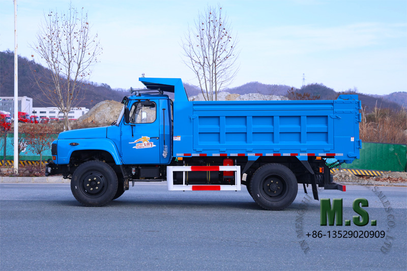 Dongfeng 4x2 အမှိုက်ပုံးထရပ်ကား ရှေ့နှင့် ဘေးဘက်ဘန်ဘာ 